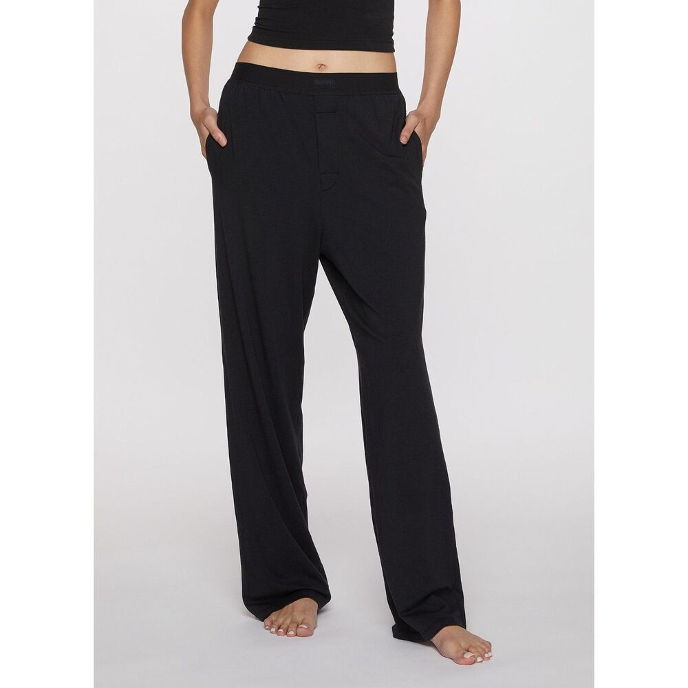Skims Women's  Black Onyx Boyfriend Loose Lounge Pants M NWT Sealed